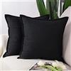 Madizz 2 Pezzi Lino in Poliestere Copricuscini Morbido Decorativo Fodere per Cuscino Lusso Stile per Divano Camera da Letto 40x40 cm Nero