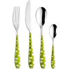 Pintinox Set 24 pz, Acciaio Inox Nichel Free, Serie Bollicine, Manico Colore Verde con Pois Bianchi, Con Scatola Regalo