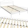 TecTake® Struttura Letto in Metallo con Rete a Doghe in Legno di Pioppo Inclusa, Design Romantico, Struttura Robusta, Ideale per Arredamento Camera da Letto, 200x140 cm - Bianco/Bianco