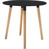 milani home - Thomas - Tavolo da interno - Rotondo - Design Scandinavo in plastica e legno - 80 cm x 74 h - Colore Nero - Ideale per tutti tipi di arredi