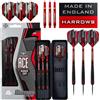 Harrows Freccette Ace Rubber Nere | Set di Freccette con Punta in Acciaio con Custodia | 20 g, 22 g, 24 g e 26 g | Include aste Supergrip e Alette Marathon da 100 Micron (24g)
