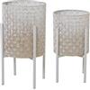 DRW Set di 2 vasi in metallo con gambe bianche e dorate, 31 x 31 x 58 cm
