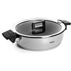 Woll Concept - Pentola con Coperchio, induttiva, Diametro 28 cm, Altezza 8 cm, 4,8 l, Adatta per Tutti i Piani Cottura, in Acciaio Inox, Resistente al Forno Fino a 200°, Argento, con Rivestimento