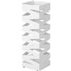SONGMICS Porta Ombrelli in Metallo, Contenitore per Ombrelli Quadrato con 4 Gancetti e Vaschetta Scolapioggia Rimovibile, 15,5 x 15,5 x 49 cm, Bianco LUC16W