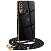 Mkej Custodia con Collana per Huawei P30 Lite, Cover Donna Cuore amore con Cordino, Case con Laccio Tracolla Elettrolitico TPU Cover con Collana per Huawei P30 Lite