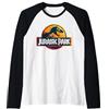 Jurassic Park Pixel Art Logo Maglia con Maniche Raglan