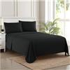 Sweet Home Collection 1977 Thread Count Sheet Soft Egyptian Quality Brushed Microfiber Set di Biancheria da Letto di Lusso Piatto, Lenzuolo con Angoli, 2 federe, Microfibra, Nero, Coppia