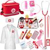 EFO SHM 34 Pezzi Kit Medico per Bambini con Vero Stetoscopio e Camice - Valigetta Dottore Portatile, Gioco di Ruolo Interattivo, Idea Regalo 3 4 5 6 Anni