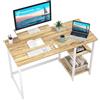 GreenForest Scrivania da Ufficio e Gaming con Supporto per Monitor, Tavolo per computer da Casa da 100 cm con Scaffle Reversibili, Scrivania da Studio per Piccoli Spazi, Beige
