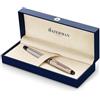 Waterman Expert penna roller | in acciaio inossidabile con finiture in oro 23 carati | punta fine con cartuccia di inchiostro nero | confezione regalo