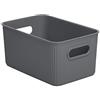 TATAY Cestini Portaoggetti Baobab | Set da 4 Scatole Organizzatrici | Manici Integrati | Design Compatto e Versatile | Plastica Riciclata Senza BPA | 18,1x27,2x13 cm, Grigio