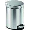 Durable 340023 - Cestino cilindrico a Pedale 5, Acciaio Inossidabile, capacità 5 Litri, Diametro 205 mm, 260x290 mm (PxH), Argento Metallizzato