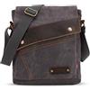 FANDARE Vintage Messenger Bag Borsa a Tracolla Computer Briefcase Borse Indossate Lavoro Scuola Zaino Crossbody Bag Donna Uomo Tela, grigio, L, Zaino per il tempo libero