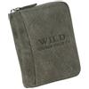 WILD THINGS ONLY !!! Portafoglio da uomo vera pelle con zip a tutto tondo e protezione RFID, Grigio