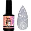 Beauty Space nails - Base semipermente rinforzante, Rubber base, smalto rinforzante con flakes. Ricostruzione unghie, zero sollevamenti - 12ml (01-BIANCO LATTE CON FLAKES ARGENTO)