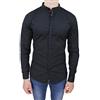 senza marca Camicia Uomo Collo Coreana Elasticizzata Aderente Bianco Nero Slim Fit (Nero, XXL)