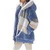 XinCDD Giacca Invernale Donna con Cappuccio in Pile - Cappotto Maglia Ragazza Maniche Lunghe Caldo Camicia (Blu, L)
