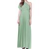 IBTOM CASTLE Donna Elegante Vestito Lunghe Senza Schienale Scollo a V Senza Maniche Transformare Infinity Maxi Abito Sera Multiway Avvolgere Damigella d' Onore Formale Matrimonio Festa Menta Verde S