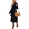 Shownicer Donna Cappotto Casual A Maniche Lunghe Tinta Unita Sottile Autunno E Inverno Giacca Trench Doppiopetto in Lana Coat A Nero 3XL