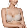 Selene, Reggiseno Donna con Ferretto e Coppe Imbottite, Fascia Alta in Pizzo, Collezione Olga, Colore Terra, Taglia 4C