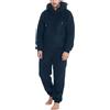 Beokeuioe Pigiama da uomo, morbido, tuta Onesie con cappuccio, tuta in pile, pigiama in peluche termico, tuta intera, Blu marino, XXXL