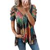 Onsoyours Donna Estivo Maglie A Manica Corta Slim Fit Scollo A V Camicia Stampa Geometrica Bluse Eleganti Cerniera Tops Basic T-Shirt Casuale Camicetta C Rosa M