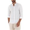 Giosal Camicia Uomo Lino Tinta Unita Collo Coreano Sartoriale Artigianale (XXL, Bianco)