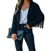 Dazzerake Giacca da Donna con Nappe Giacca Stile Vintage a Maniche Lunghe con Frange Giacca Corta da Motociclista Autunno Inverno Cappotto Aperto sul Davanti degli Anni '70 (Nero, S)