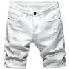 Alloaone Pantaloncini di jeans strappati alla moda da uomo estivi Jeans corti casual slim fit, bianco, W30