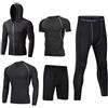 Dooxii Uomo 5 Pezzi Completi Sportivi Abbigliamento Giacca con Cappuccio Manica Corta Manica Lunga Camicie a Compressione Pantaloni a Compressione Pantaloncini Vestiti Set 3XL