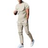 Onsoyours Completi Tuta Uomo Manica Corta/Manica Lunga T-Shirt + Pantaloni Lunghe Sportive Palestra Casual Bodybuilding Running Ragazzo Tute da Ginnastica Taglie Forti A Nero XL