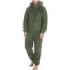 Caxndycing Tuta da uomo, morbida, invernale, calda, pigiama, pigiama, morbida, lunga, con chiusura lampo, invernale, calda, in tinta unita, da uomo, in pile, verde militare, XXXXL