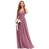Ever-Pretty Vestito da Cerimonia Donna Linea ad A Stile Impero Chiffon Scollo a V Senza Maniche Abito da Damigella Chic Grigio 44