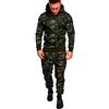 GUOCU Tuta Uomo Felpa Pantaloni Felpati Militare Mimetica Cappuccio Zip Sportiva Verde S