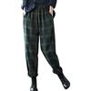 Bigassets Donna Vita Elastica Pantaloni Foderati in Pile Scozzese con Tasche Green