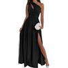 ORANDESIGNE Vestito da Cerimonia Donna Elegante Lungo Estivo con Payet da Sera Abito Swing Curvy Maxi Vestitino Cocktail Ballo Abiti Party Festa a Nero S