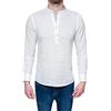 Evoga Camicia di Lino Uomo Serafino Estiva Bianca Casual con Collo alla Coreana (L, Bianco)