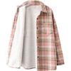 Minetom Camicia da Donna Casual Maniche Lunghe Plaid Flanella A Quadri Fodera Calda Giacca Cappotto Invernale A Rosa L