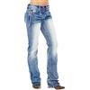 ORANDESIGNE Donna Jeans a Zampa Pantaloni a Vita Alta Elasticizzati B Blu Scuro L