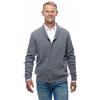 Ugholin Uomo Cardigan 100% Puro Cashmere Collo a Scialle con Bottone, Grigio, XL