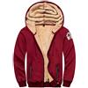 VSUSN Felpa con Cappuccio da Uomo Spesso Giacca con Cappuccio Manica Lunga Hoodie Oversize Pullover con Cerniera Cappotto Invernali Caldo Felpe con Cappuccio in Pile Foderato(Vino Rosso,M)