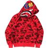 MINIDORA Felpa con Cappuccio da Uomo Hoodie 3D Stampato Pullover a Maniche Lunghe con Cerniera Mimetica Shark Moda Street Wear XXL,Rosso