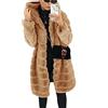 Onsoyours Cappotto in Pelliccia Sintetica Donna Morbido Giacca Felpa con Cappuccio Parka Giubbotto in Peluche Eleganti Tinta Unita Caldo Invernale Coat Outerwear A Cachi XS