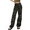 Onsoyours Pantaloni Cargo da Donna Pantaloni Casual a Vita Alta Larghi in Denim Hip-Hop a Gamba Larga Jeans con Tasche Cargo Pantaloni Vintage C Army Green M