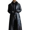 Suncolour Giacche in Pelle Nera da Uomo Cappotti Lunghi in Pelle da Uomo Classic Biker Faux Slim Fit Moto Cappotto Lungo