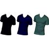 NOTTINGHAM 3 Pezzi Maglia Uomo Mezza Manica Scollo a V TV6103 in Cotone Jersey (Bianco, 10/5XL)