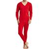 YOUCAI Uomo Intimo Termico Tuta Invernale Set di Biancheria Intima da Uomo Scollo a V Senza Cuciture T-Shirt Maniche Lunghe & Pantaloni per Sci e Sport VRosso 4XL