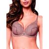 LORMAR 1 Pezzo Reggiseno Donna Plunge Saten Balconcino in Pizzo con Ferretto - Coppa C, Stone 3C