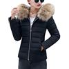 ORANDESIGNE Donna Elegante Giacca Invernale Corta Trapuntata da Donna Piumino Giacca con Cappuccio di Pelliccia Calda Cappotti Moda Casual Slim Fit Nero IT 42