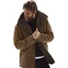 Suncolour Giacca da uomo foderata in pile scamosciato Cappotto lungo in shearling da uomo in pelliccia sintetica con collo a polo